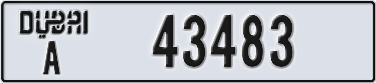 dubai License Plate Number 43483 Code A