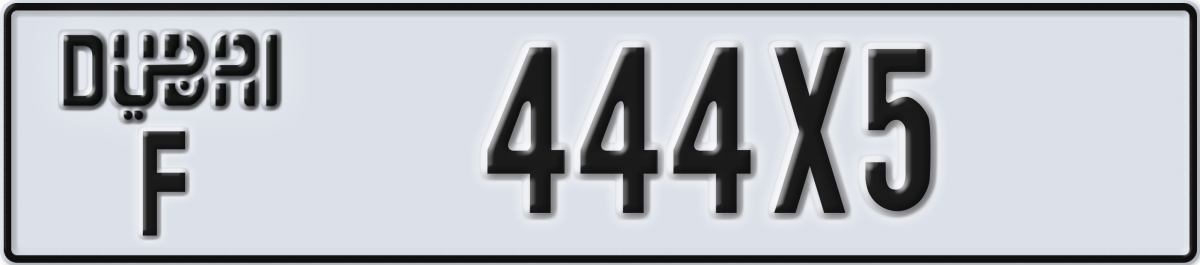 dubai License Plate Number 444X5 Code F