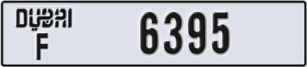 dubai License Plate Number 6395 Code F