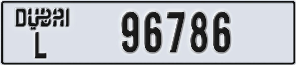 dubai License Plate Number 96786 Code L