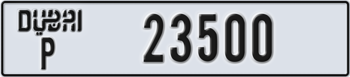 dubai License Plate Number 23500 Code P