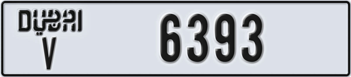 dubai License Plate Number 6393 Code V