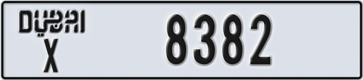 dubai License Plate Number 8382 Code X