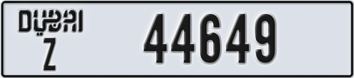 dubai License Plate Number 44649 Code Z