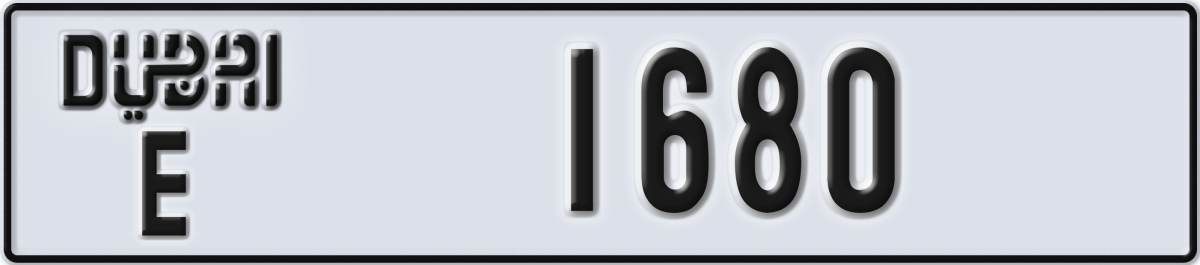 dubai License Plate Number 1680 Code E