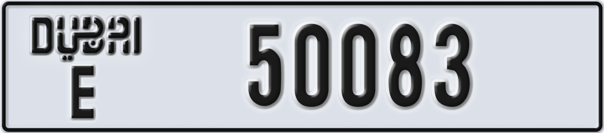 dubai License Plate Number 50083 Code E