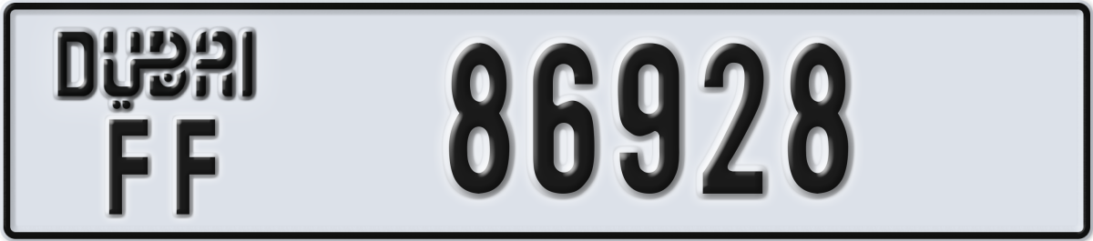 dubai License Plate Number 86928 Code FF