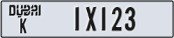 dubai - code - K - number -1X123