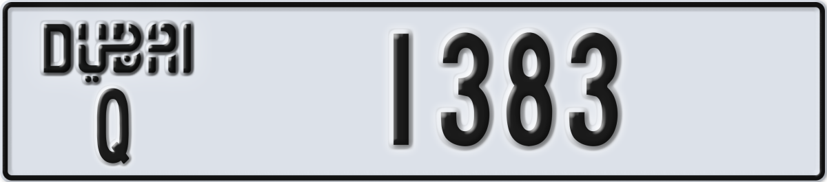 dubai License Plate Number 1383 Code Q