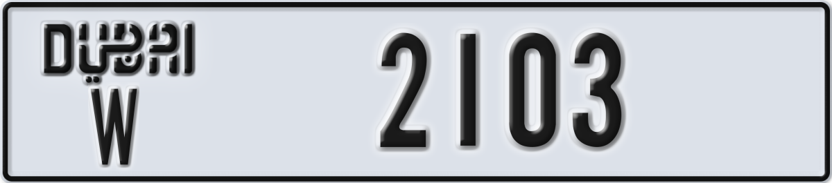 dubai License Plate Number 2103 Code W