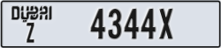 dubai - code - Z - number -4344X